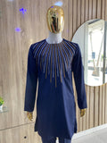 The Blue Embroidery Details Sleeve Kaftan senator la melvincucci