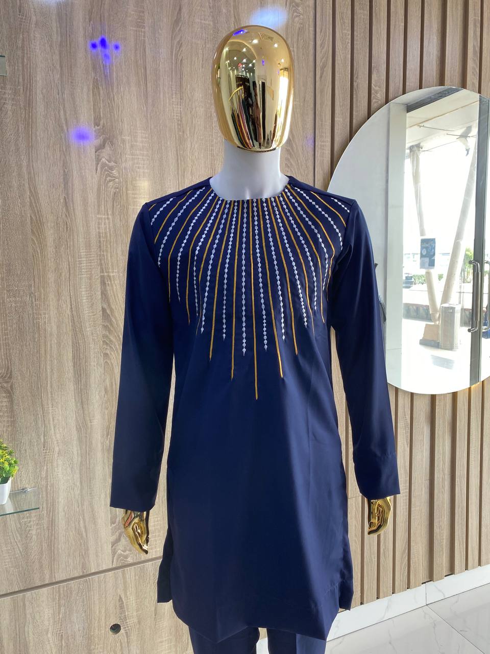 The Blue Embroidery Details Sleeve Kaftan senator la melvincucci