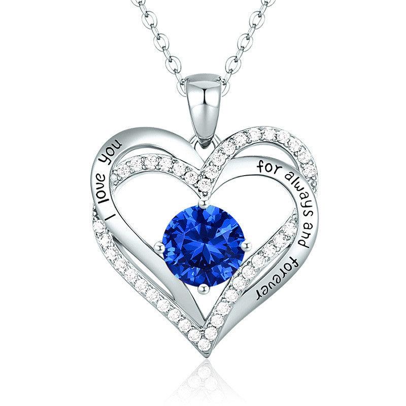 Female 925 Silver Twelve Birthstone Pendant Necklace - melvincucci