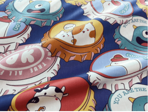Large Cartoon Bottle Cotton Twill Print Fabric - melvincucci