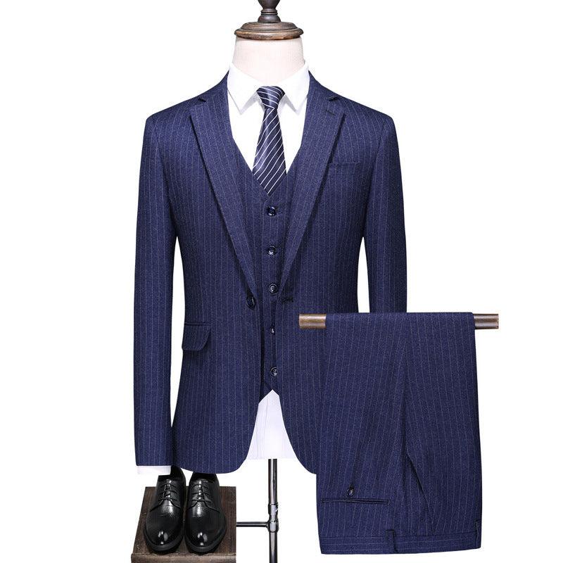 Men's Striped Business Casual Suit Three-piece Suit - melvincucci