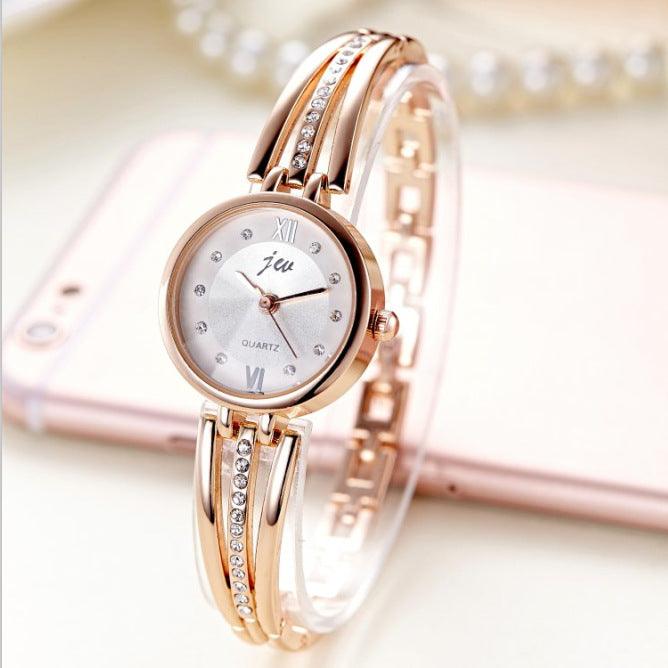 Round Watch Women's Rhinestone Steel Band Fashion Watch - melvincucci