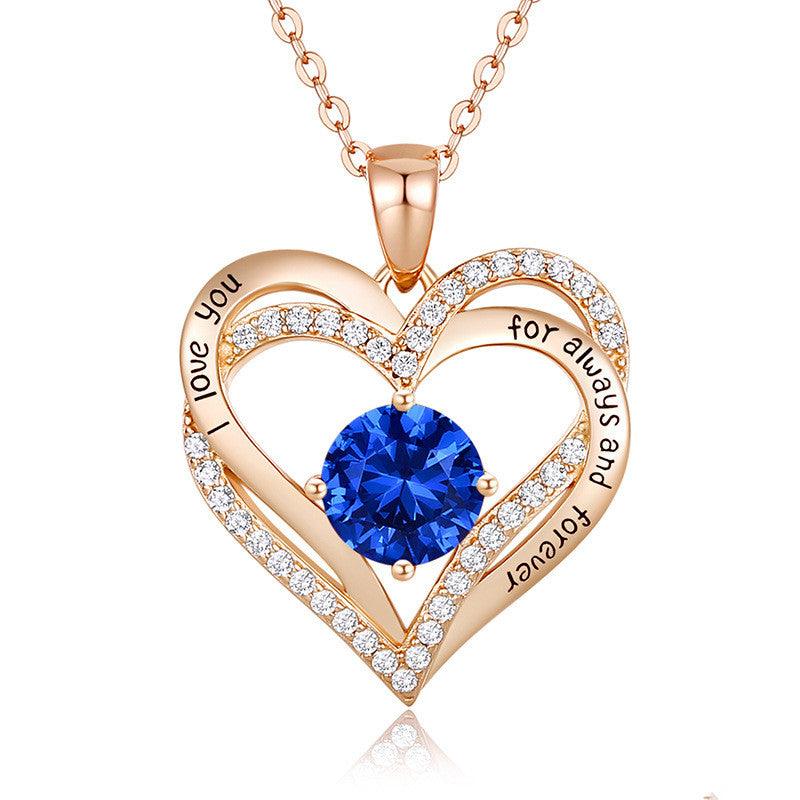 Female 925 Silver Twelve Birthstone Pendant Necklace - melvincucci