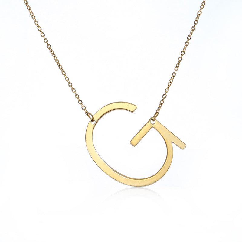 Fabulous Rose Gold Plated Stainless Steel Initial Letter Pendant Necklace - melvincucci