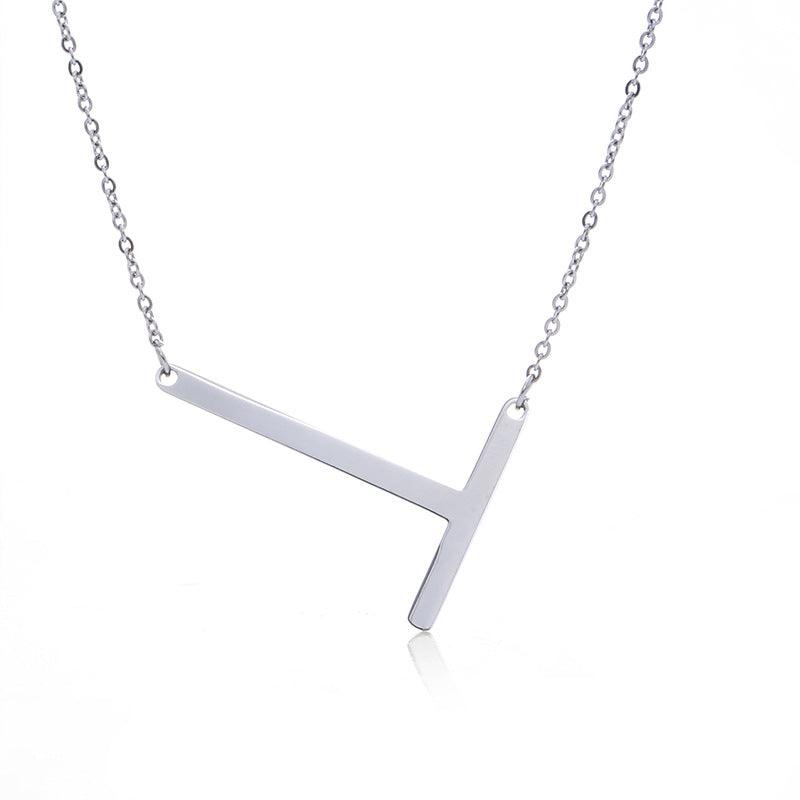 Fabulous Rose Gold Plated Stainless Steel Initial Letter Pendant Necklace - melvincucci