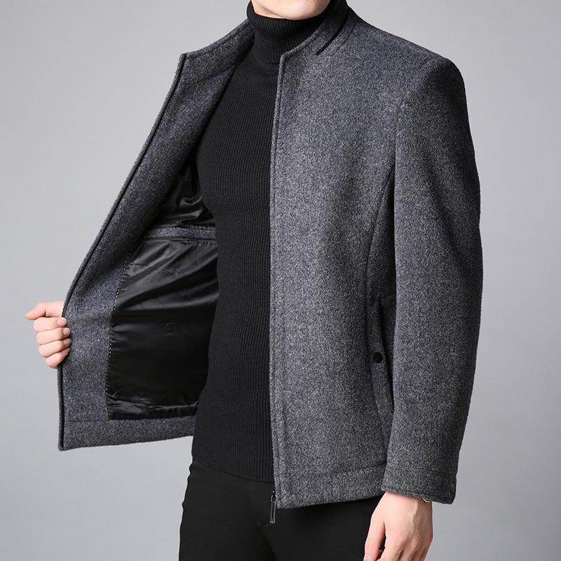 Winter new men's short woolen coat stand collar - melvincucci
