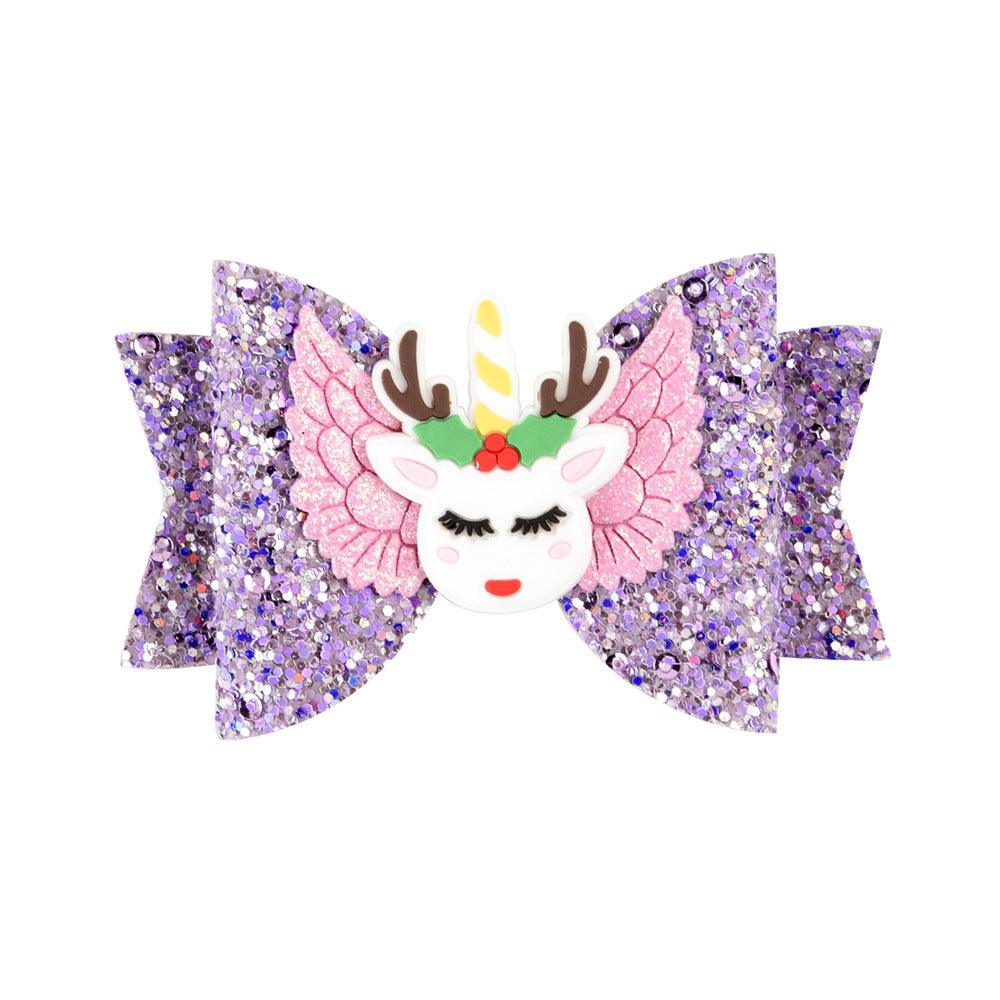Bright Glitter Children Hair Clips Kids Fairy Bow Princess Hairgrips Flexible Hair Bow Headwear - melvincucci