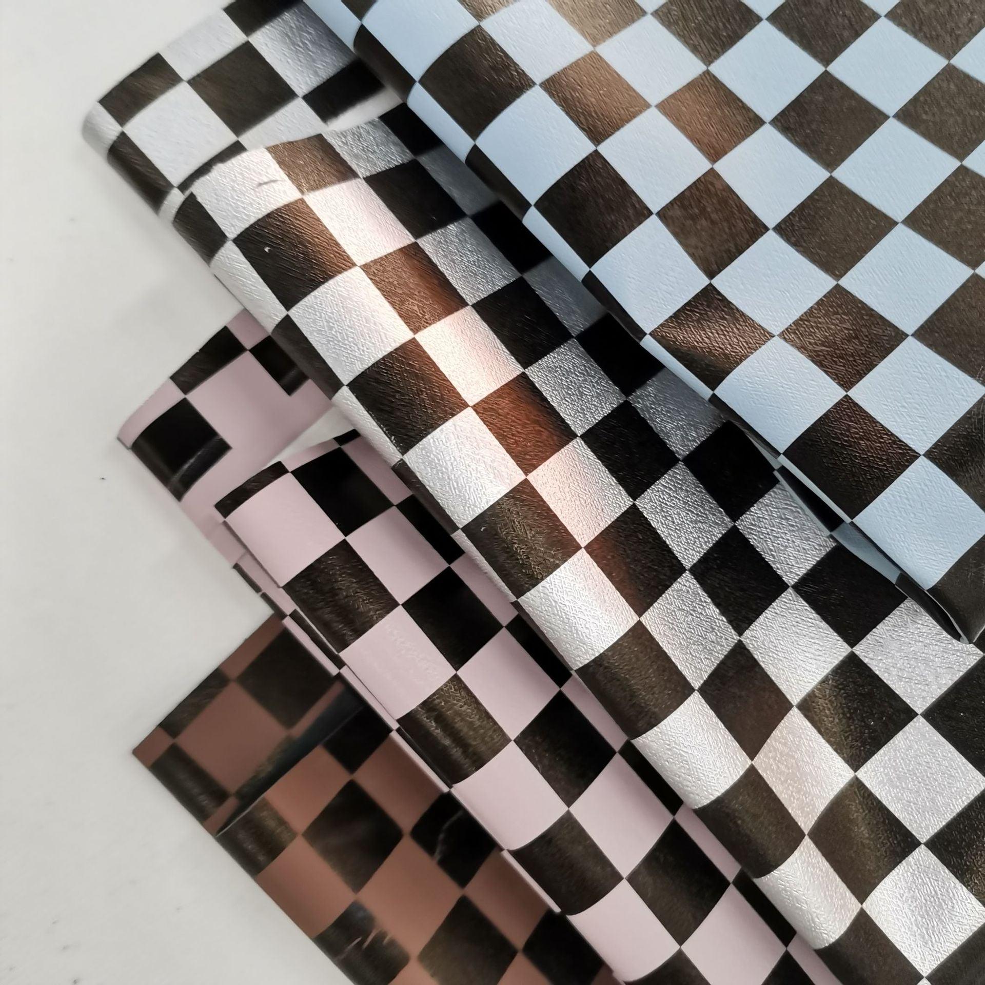 Classic Small Checkerboard Printed Leather Fabric - melvincucci