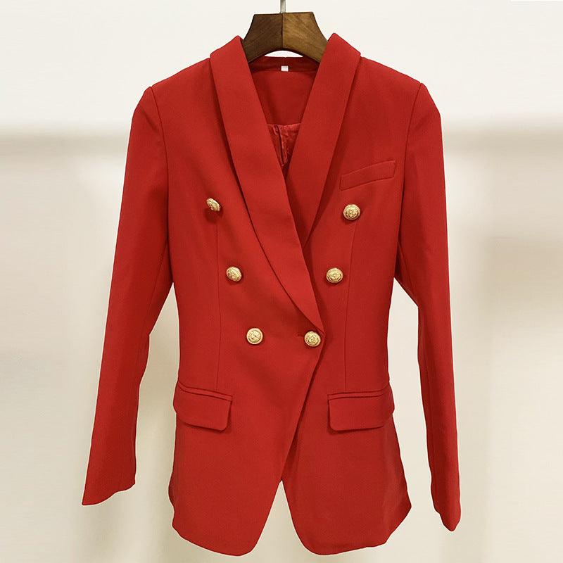 Ladies Jacket Lion Head Metal Buckle Double-breasted - melvincucci