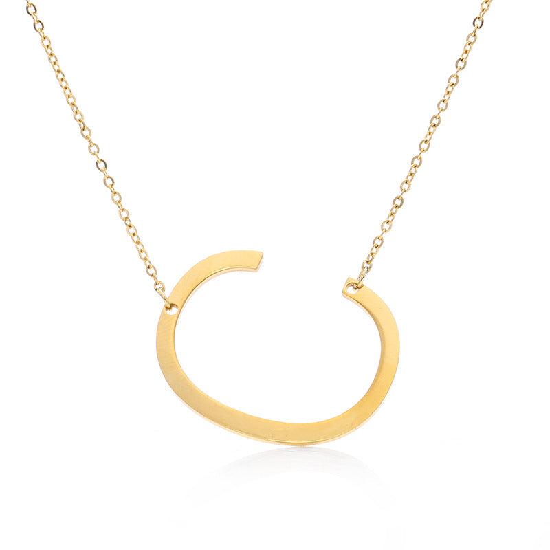 Fabulous Rose Gold Plated Stainless Steel Initial Letter Pendant Necklace - melvincucci