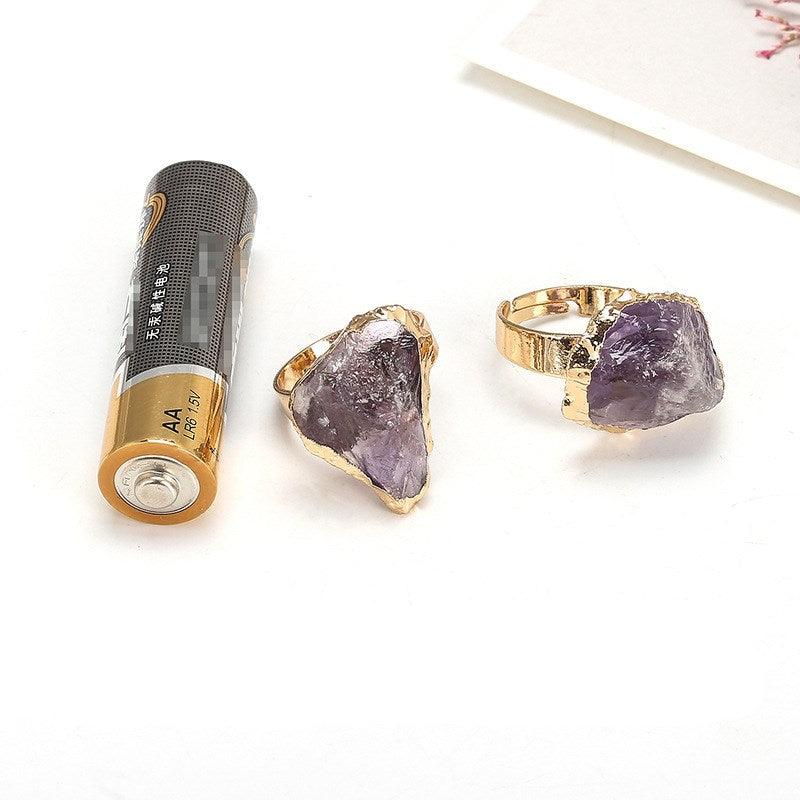 Natural Crystal Plating Rough Stone Ring - melvincucci