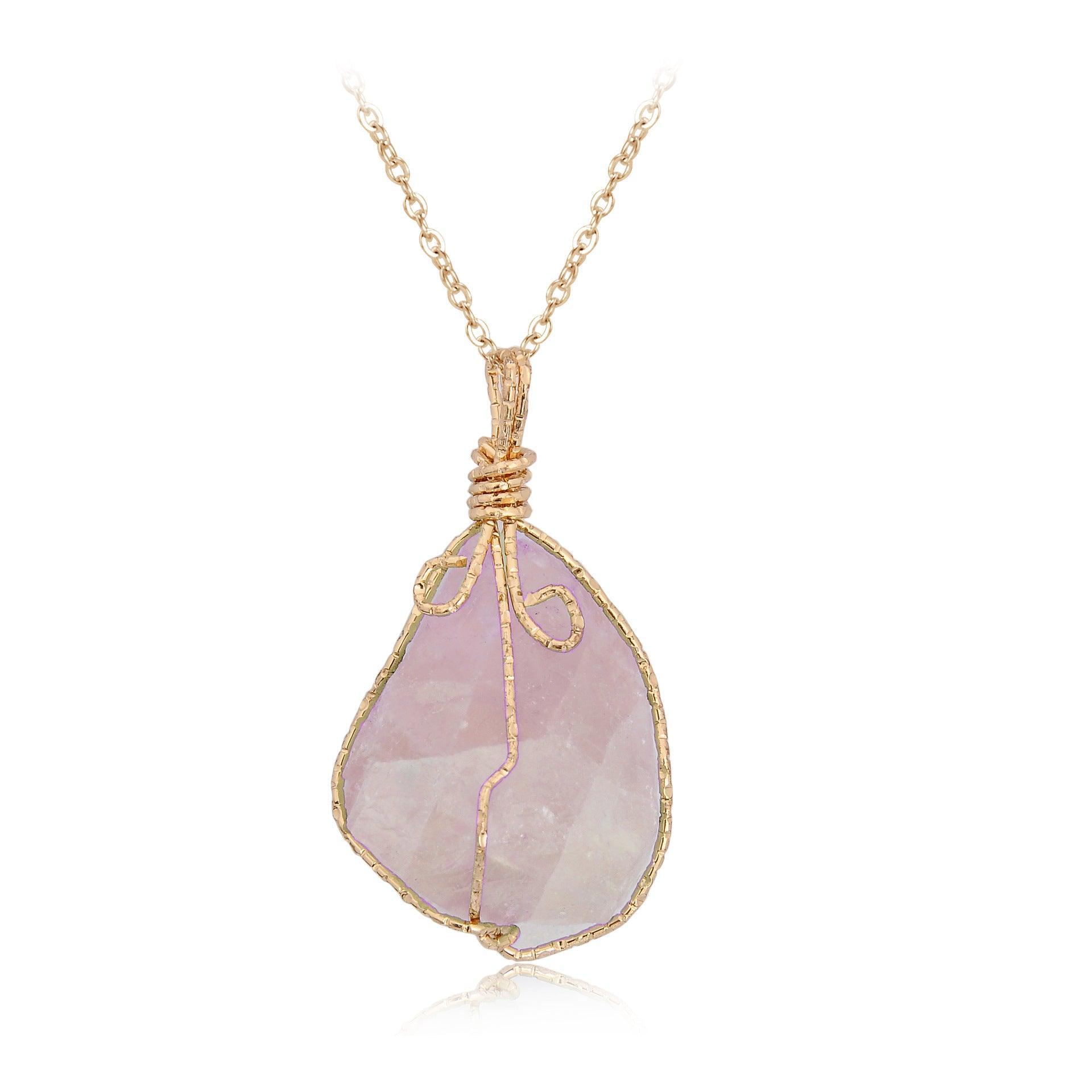 Natural stone pendant irregular crystal rough necklace - melvincucci