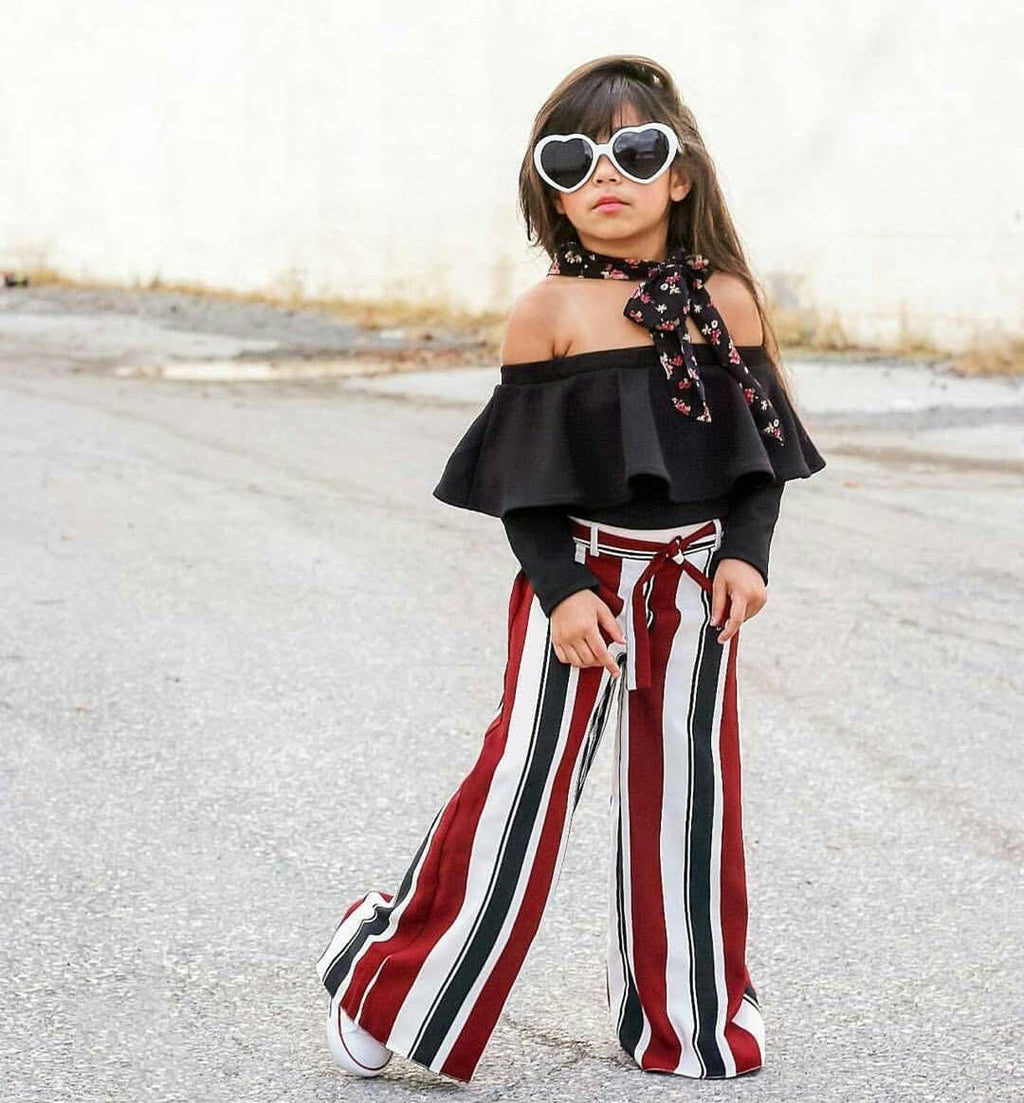 One-shoulder blouse and striped trousers two-piece - melvincucci