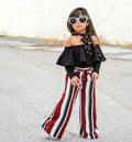 One-shoulder blouse and striped trousers two-piece - melvincucci