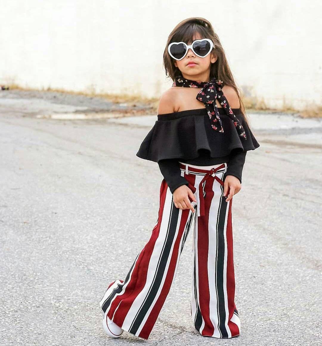 One-shoulder blouse and striped trousers two-piece - melvincucci