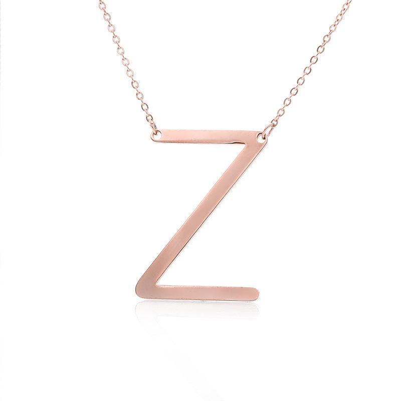Fabulous Rose Gold Plated Stainless Steel Initial Letter Pendant Necklace - melvincucci