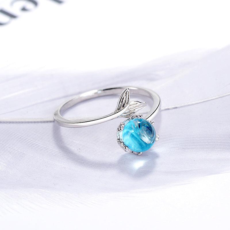 Adjustable Ring For Women Wedding Engagement Silver Plated Finger Ring Jewelry Stylish Personality Design Mermaid - melvincucci