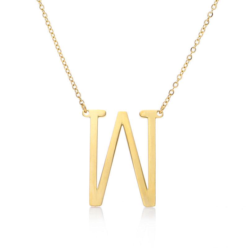 Fabulous Rose Gold Plated Stainless Steel Initial Letter Pendant Necklace - melvincucci