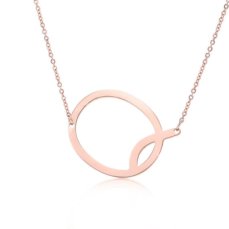 Fabulous Rose Gold Plated Stainless Steel Initial Letter Pendant Necklace - melvincucci