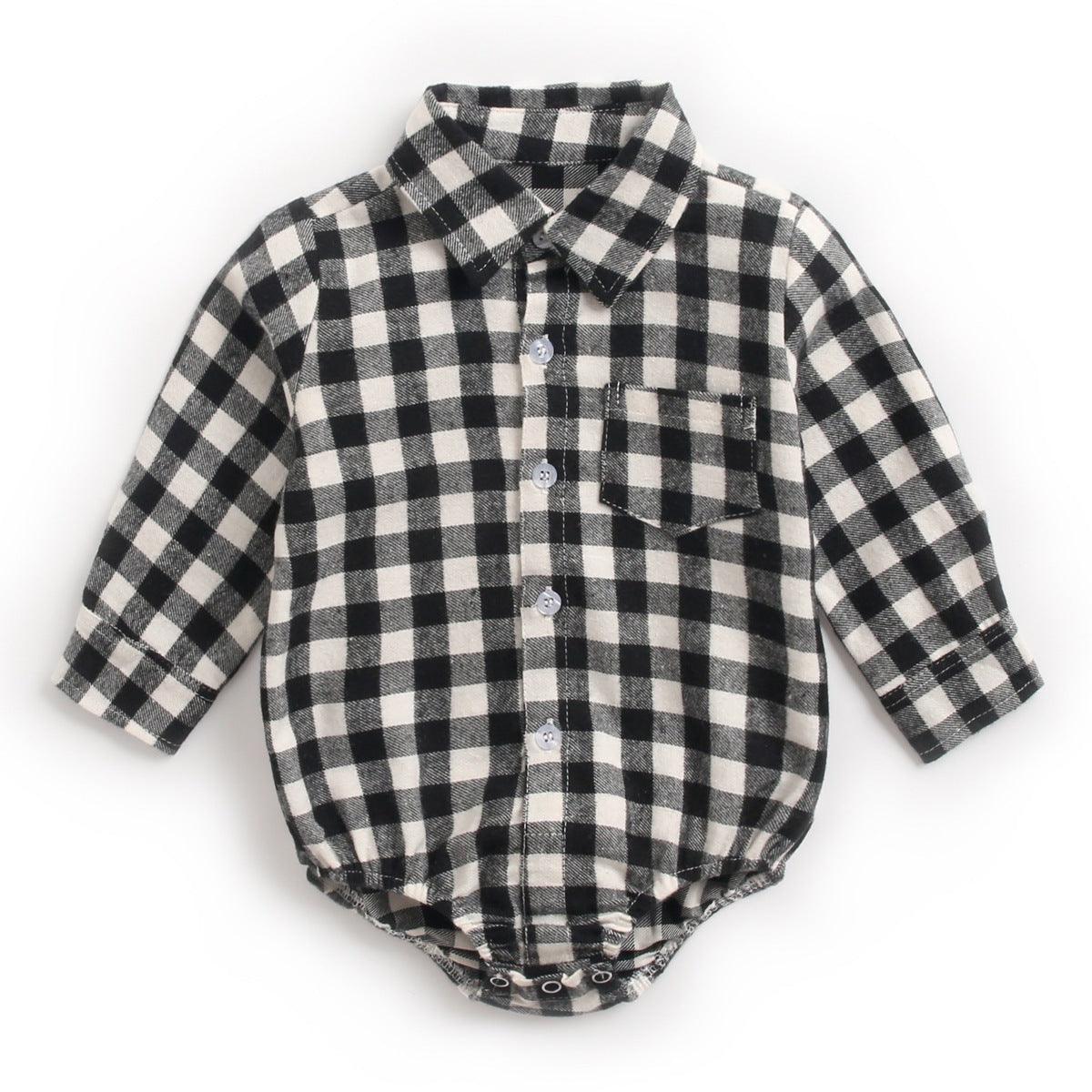 Infant Clothing Autumn and Winter Plaid Baby Boy Romper - melvincucci