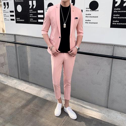 Three-quarter Sleeve Suit Men's Suit Korean Version Of The Trend Of Casual Men's Mid-sleeve Suit - melvincucci