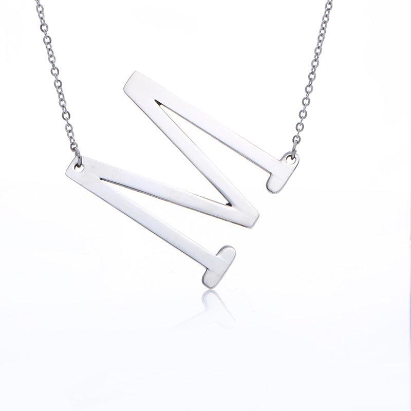 Fabulous Rose Gold Plated Stainless Steel Initial Letter Pendant Necklace - melvincucci
