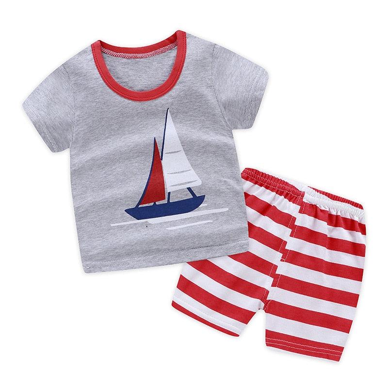 Printed striped cotton two-piece home service - melvincucci