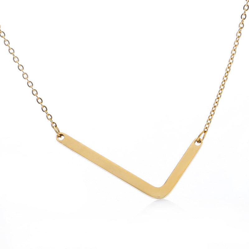 Fabulous Rose Gold Plated Stainless Steel Initial Letter Pendant Necklace - melvincucci