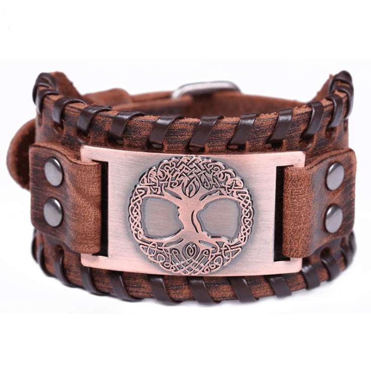 Charm Wide Leather Bracelet Men Punk Braided Rope Alloy Cuff Bangle Male Wristband - melvincucci