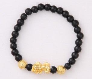 Obsidian 18K Gold Bracelet six brave words on hand and little Pearl transport gifts wholesale - melvincucci
