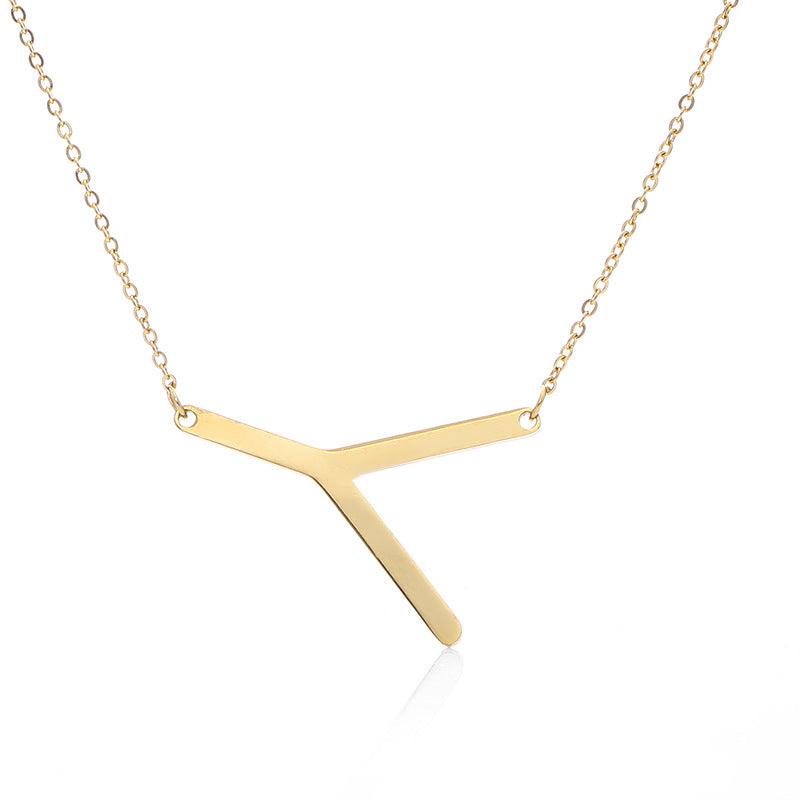 Fabulous Rose Gold Plated Stainless Steel Initial Letter Pendant Necklace - melvincucci