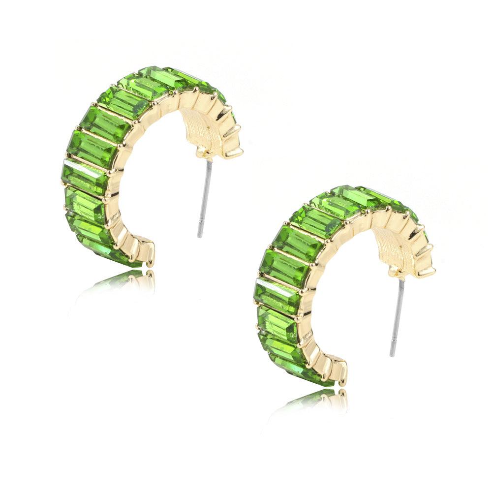 Multicolor glass diamond C-shaped earrings - melvincucci