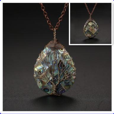 Natural color shellfish abalone shell winding necklace - melvincucci