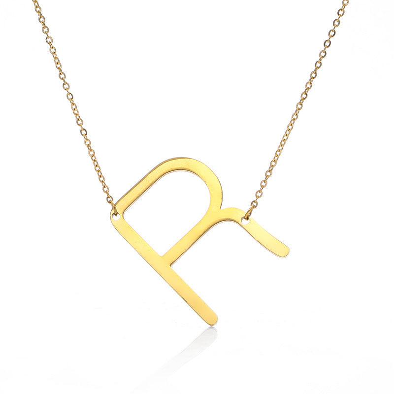 Fabulous Rose Gold Plated Stainless Steel Initial Letter Pendant Necklace - melvincucci