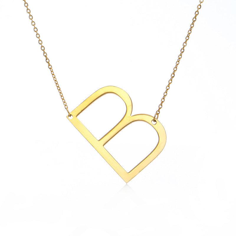 Fabulous Rose Gold Plated Stainless Steel Initial Letter Pendant Necklace - melvincucci