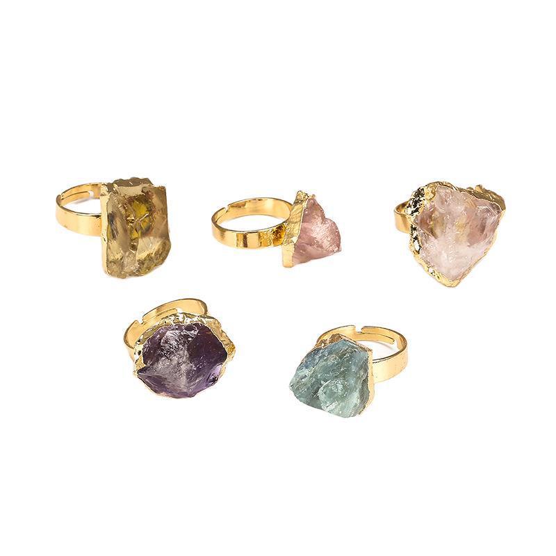 Natural Crystal Plating Rough Stone Ring - melvincucci