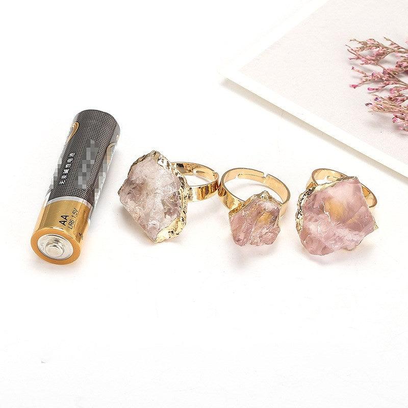 Natural Crystal Plating Rough Stone Ring - melvincucci