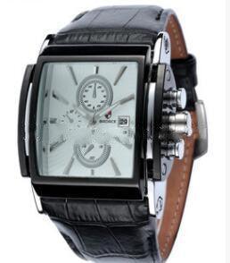 Square leather belt watch men - melvincucci
