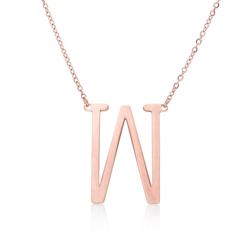 Fabulous Rose Gold Plated Stainless Steel Initial Letter Pendant Necklace - melvincucci