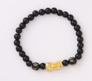 Obsidian 18K Gold Bracelet six brave words on hand and little Pearl transport gifts wholesale - melvincucci