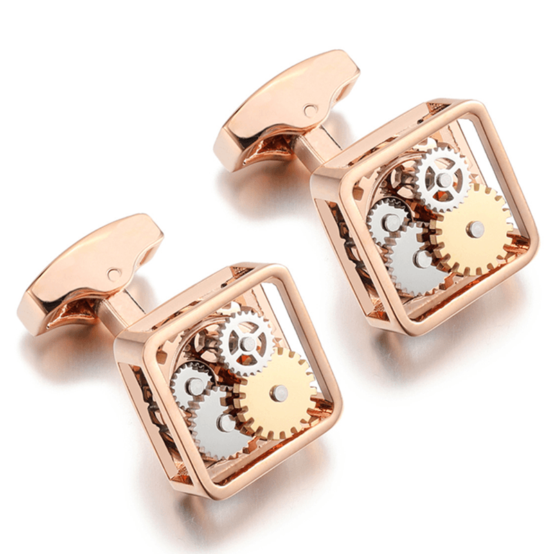 Square Gear Cufflinks Men's Movement Buttons - melvincucci