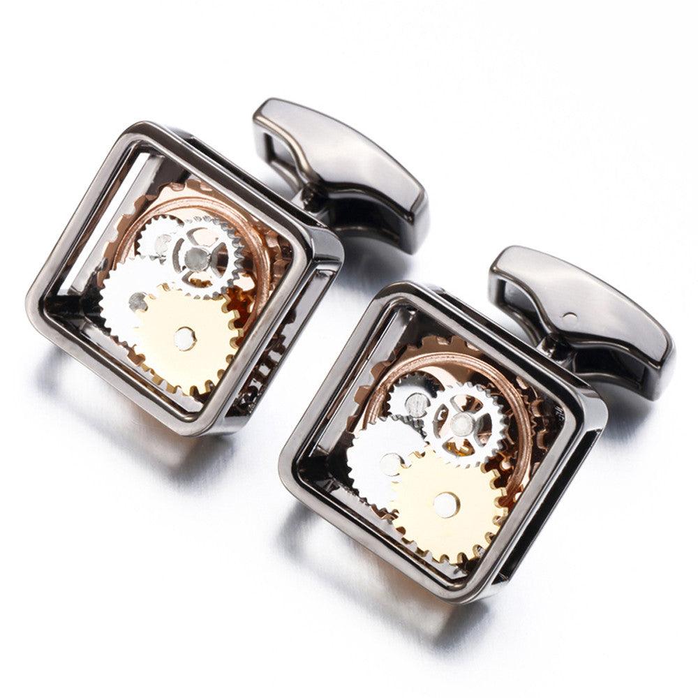 Square Gear Cufflinks Men's Movement Buttons - melvincucci