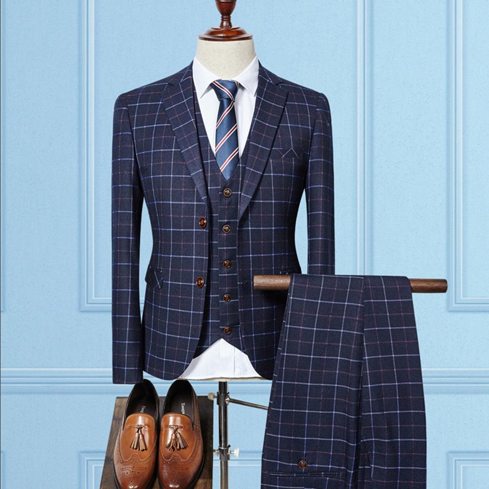 Young Men's Slim Check Three-Piece Set - melvincucci