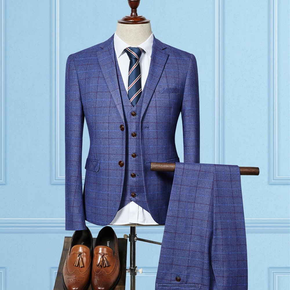 Young Men's Slim Check Three-Piece Set - melvincucci