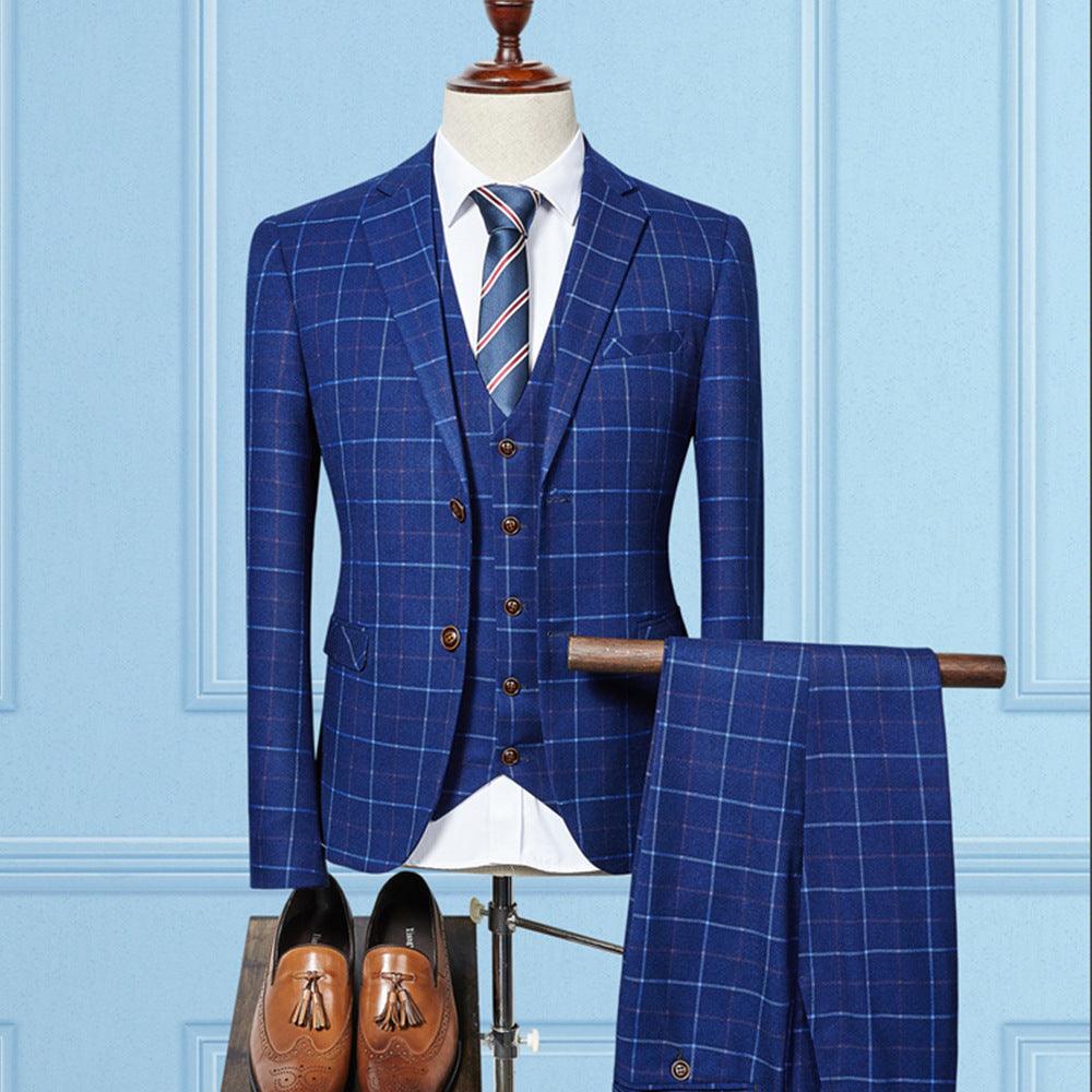 Young Men's Slim Check Three-Piece Set - melvincucci