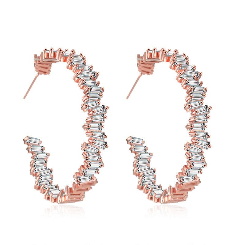 Multicolor glass diamond C-shaped earrings - melvincucci