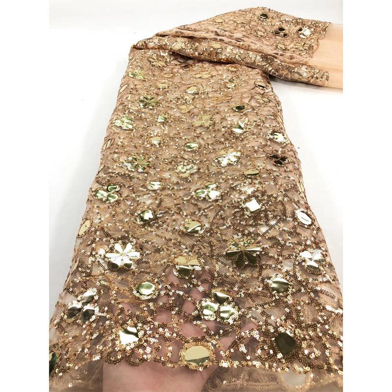 New Style Mesh Lace Fabric Sequin Embroidered Fabric Womens Color Fashion - melvincucci