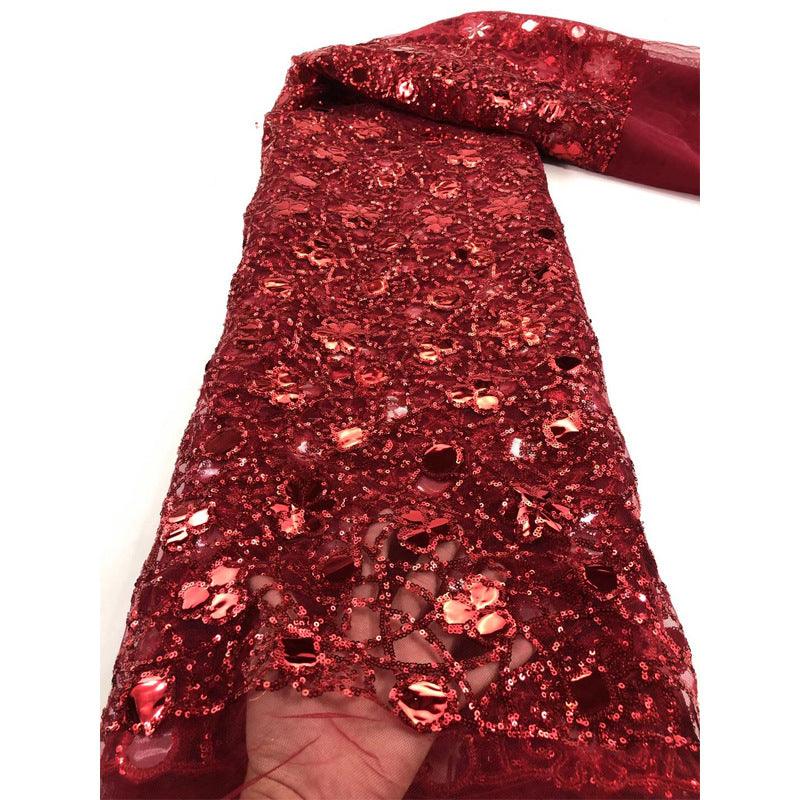 New Style Mesh Lace Fabric Sequin Embroidered Fabric Womens Color Fashion - melvincucci
