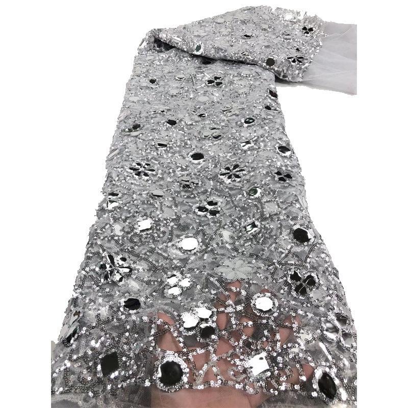 New Style Mesh Lace Fabric Sequin Embroidered Fabric Womens Color Fashion - melvincucci