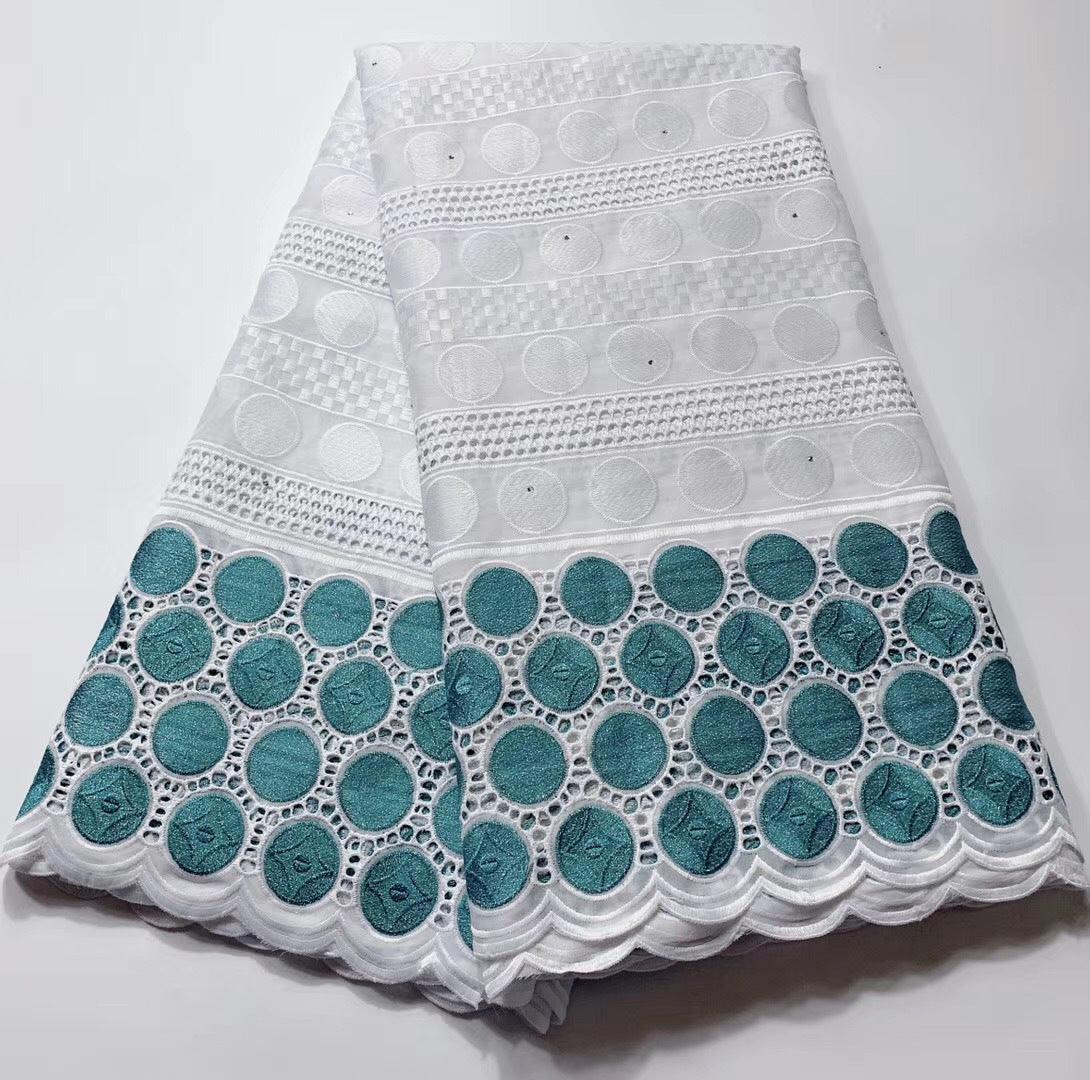 Polka Dot White Swiss Cotton African Lace Embroidered Fabric - melvincucci